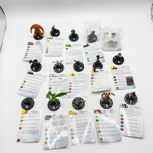 Heroclix Marvel Uncommon, Super Rare, Unique Mixed Lot of 15 with Cards Lot G